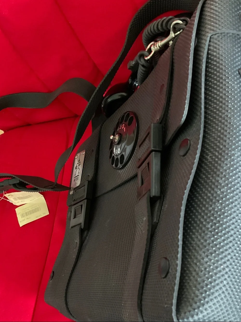 Black Retro Dial Messenger Bag for Men